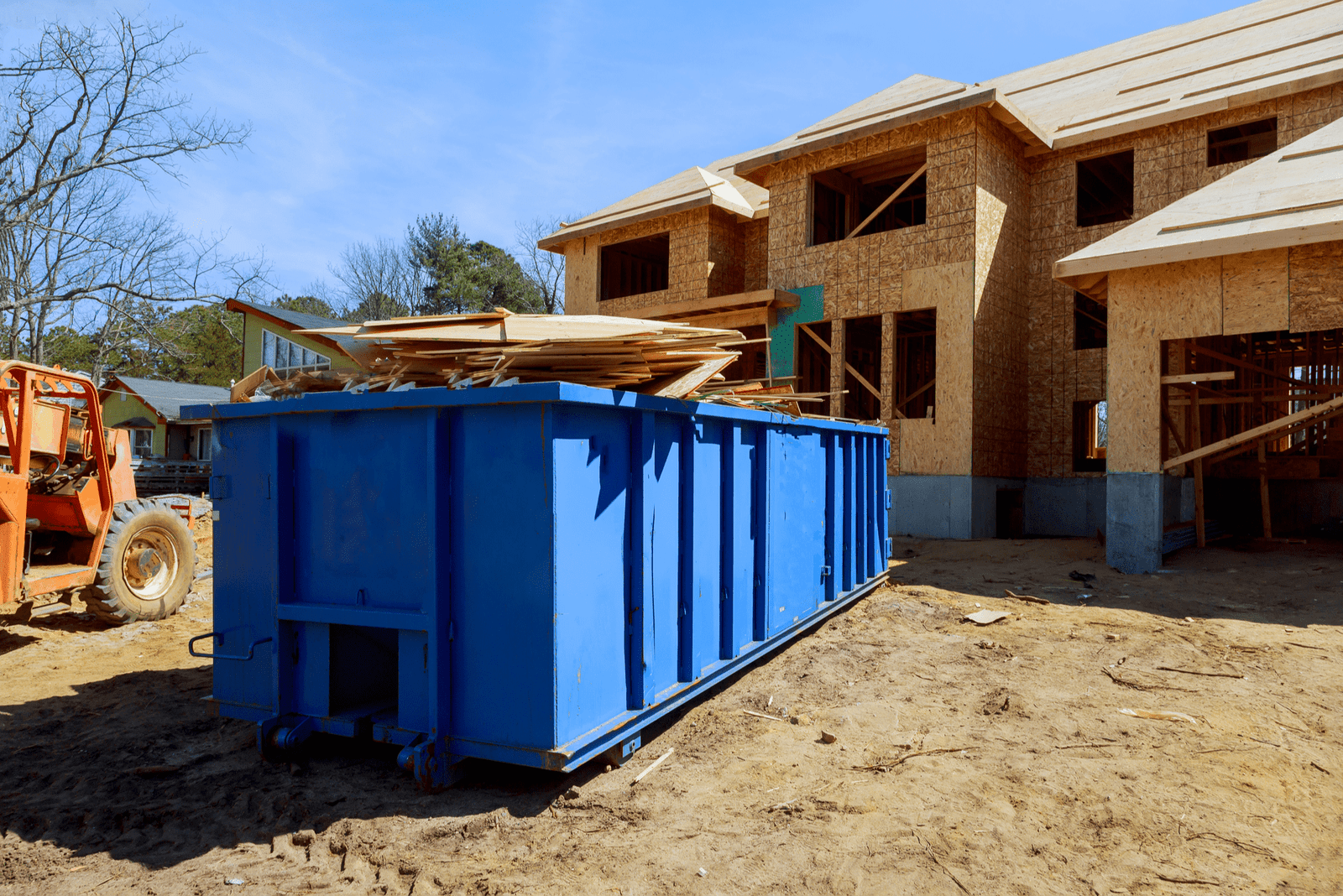Construction site with roll off dumpster rental in Spring Branch TX